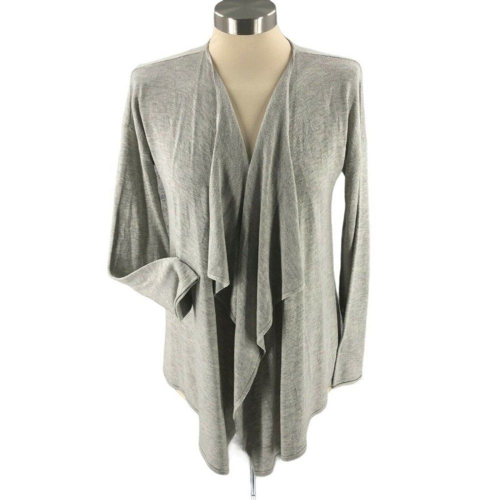 H&M Womens Sweater Small Gray Cardigan Open Front Long Sleeve Relaxed Wool EUC